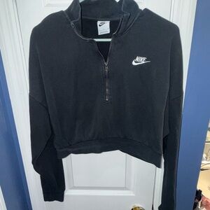 Nike Women's Black Half-Zip Cropped Hoodie
